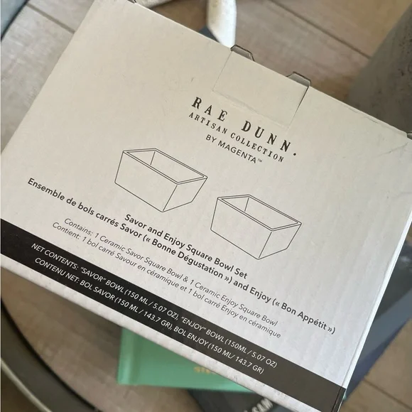 NEW RAE DUNN SAVOR AND ENJOY SQUARE BOWL SET ARTISAN COLLECTION - Picture 4 of 4
